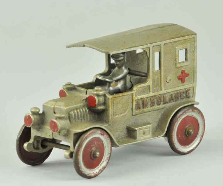 Appraisal: KENTON AUTO AMBULANCE circa nickel plated cast iron red painted