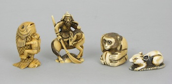 Appraisal: A Lot of Four Netsuke A lot of four netsuke