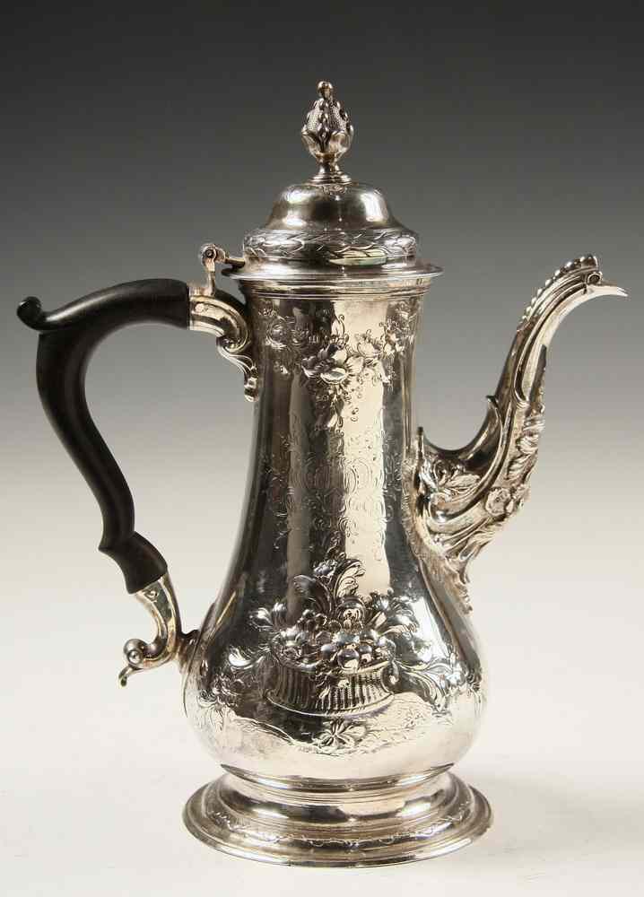 Appraisal: FRENCH STERLING COFFEE POT - Late th c French Repousse