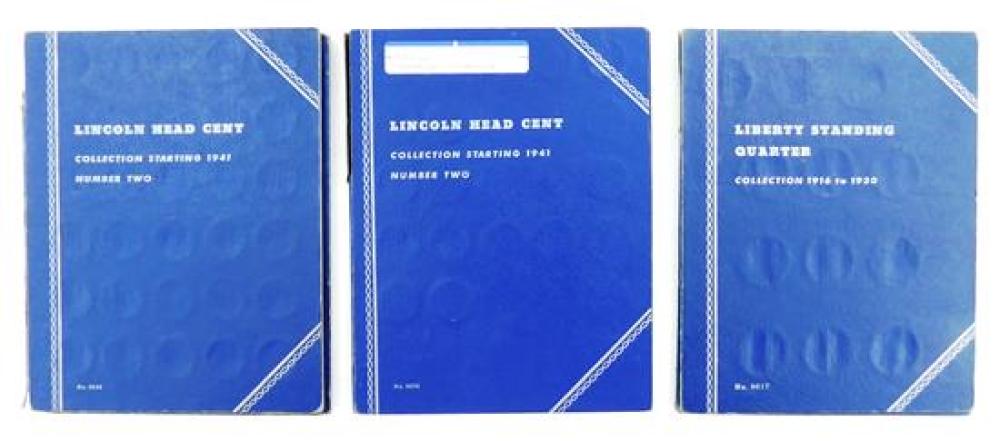 Appraisal: COINS Four blue Whitman albums inlcuding three containing Lincoln cents