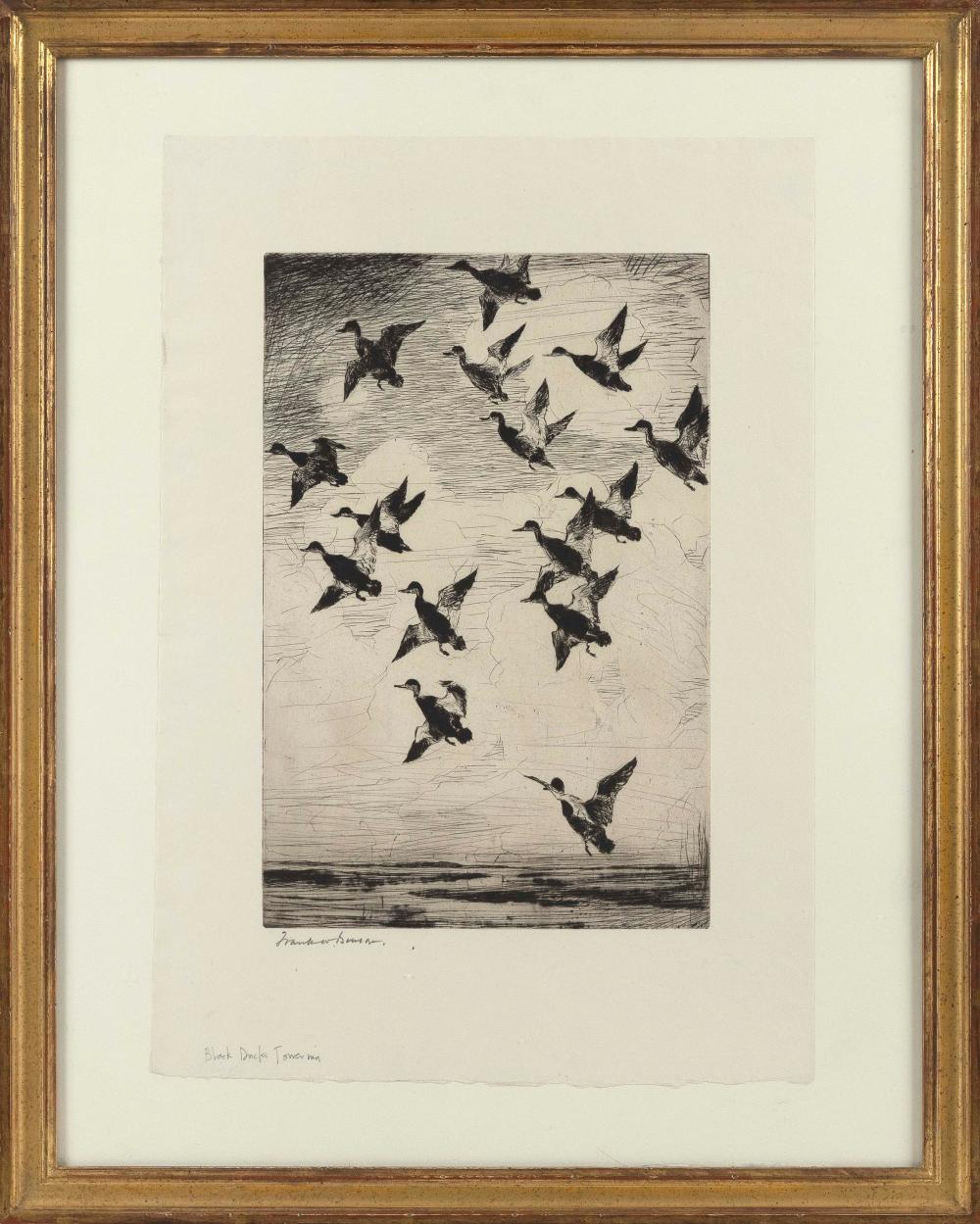 Appraisal: FRANK WESTON BENSON MASSACHUSETTS - BLACK DUCKS TOWERING ETCHING X