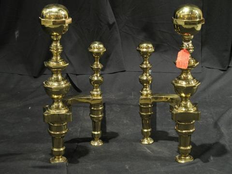 Appraisal: PAIR MASSIVE FEDERAL STYLE BRASS ANDIRONS Modern - h w