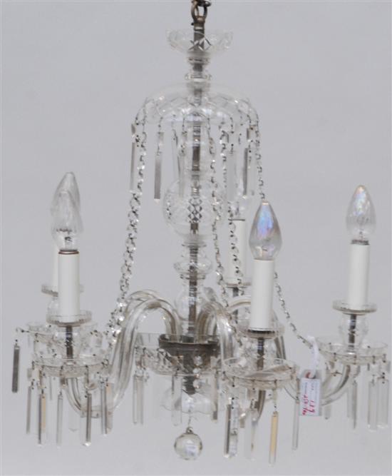 Appraisal: CRYSTAL CHANDELIER Five light Waterford style tiered form with prisms