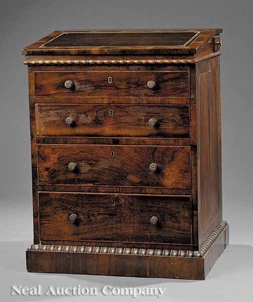 Appraisal: A Regency Inlaid Rosewood Captain's Desk early th c the