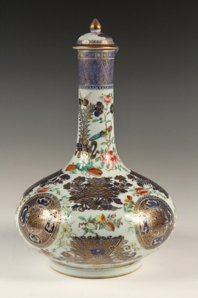 Appraisal: CHINESE EXPORT BOTTLE - Scarce Porcelain Bottle in traditional Eastern