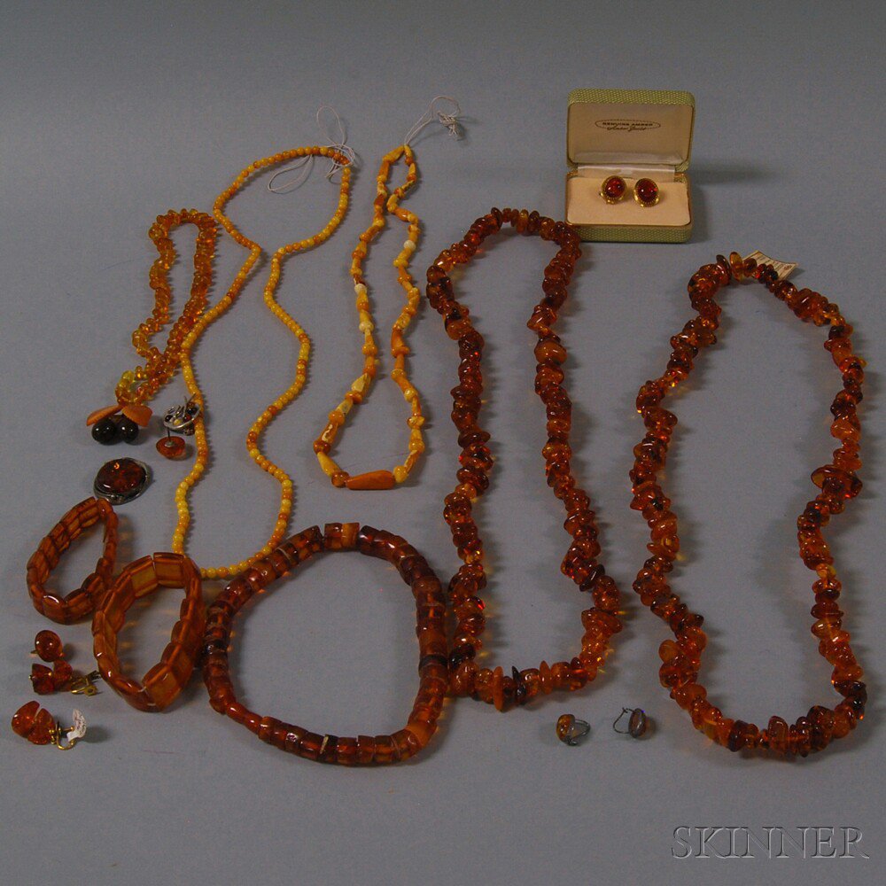 Appraisal: Small Group of Amber Jewelry six various necklaces and other