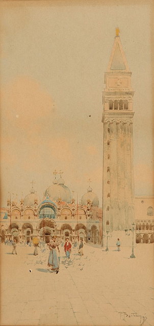 Appraisal: PIETRO BORTOLUZZI BIANCO - St Mark's Square Venice signed watercolour