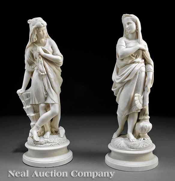 Appraisal: A Pair of Parian Allegorical Figures of Europe and Africa