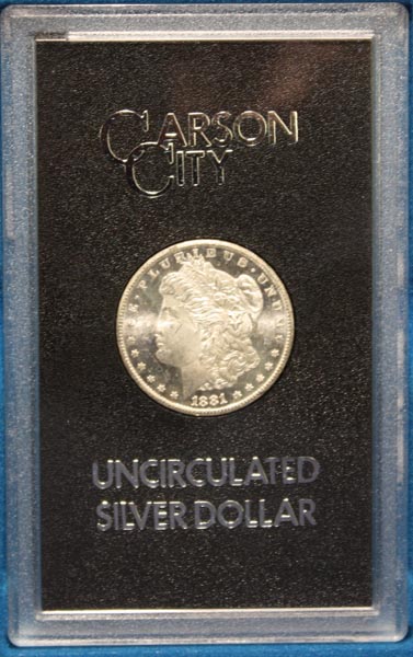 Appraisal: -CC Uncirculated slabbed Morgan silver dollar Carson City Mint In