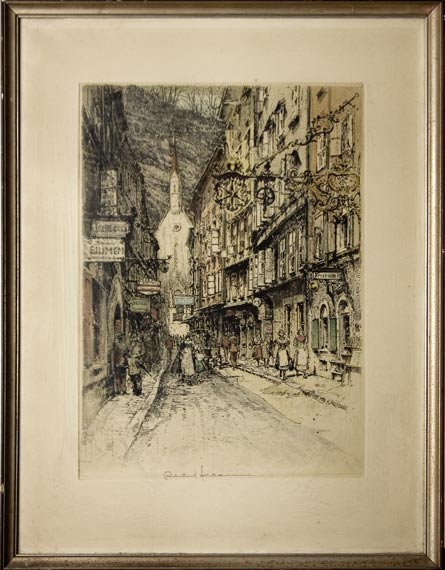 Appraisal: Robert Kasimir SALZBURG GETREIDEGASSE Color etching and aquatint Estimate -