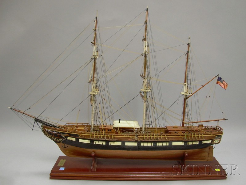 Appraisal: Carved and Painted Wooden Three-Masted Sailing Ship Model of the