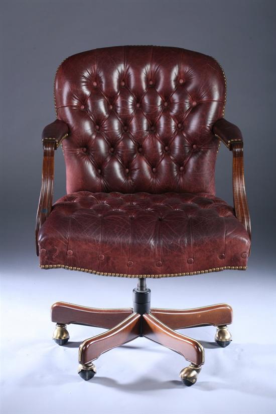 Appraisal: GEORGIAN STYLE EXECUTIVE OFFICE LEATHER DESK CHAIR late th century