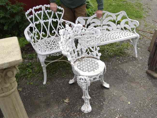 Appraisal: Lot including fern bench aluminum chair and cast iron chair