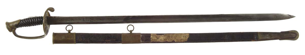 Appraisal: CONFEDERATE FOOT OFFICERS SWORD - unstopped fullered blade etched with