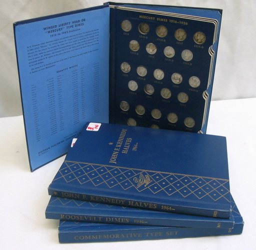 Appraisal: FOUR WHITMAN SAMPLER ALBUMS one with eight silver commemorative half-dollars