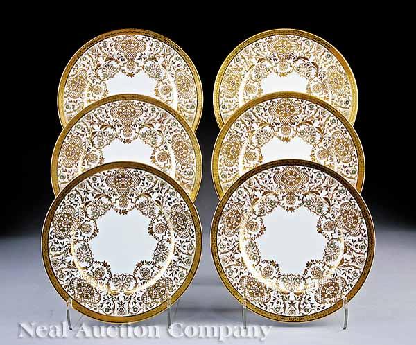 Appraisal: A Set of Six English Ornately Gilded Porcelain Service Plates