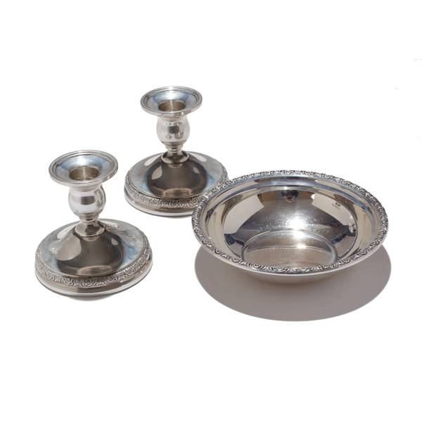 Appraisal: Prelude by International sterling silver pair weighted candlesticks and dessert