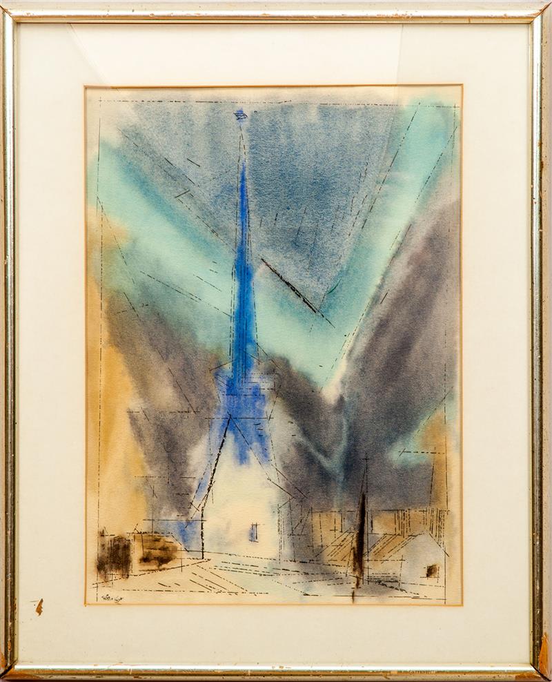 Appraisal: After Lyonel Feininger - Gothic Spire Facsimile reproduction on paper