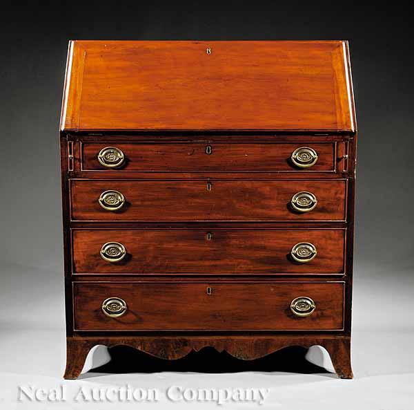 Appraisal: A Good Federal Inlaid Mahogany Slant-Front Desk late th c