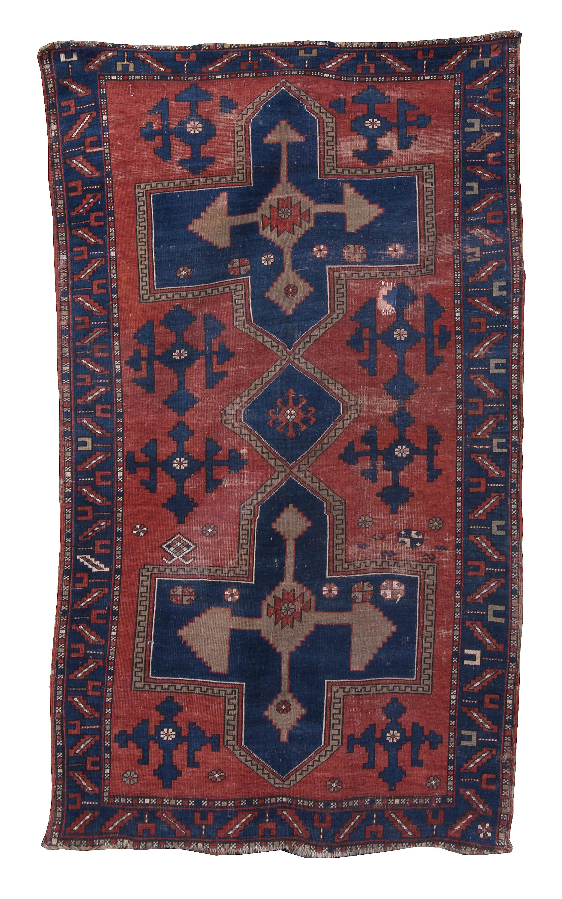 Appraisal: ORIENTAL RUG KAZAK ' x ' Two bold dark blue