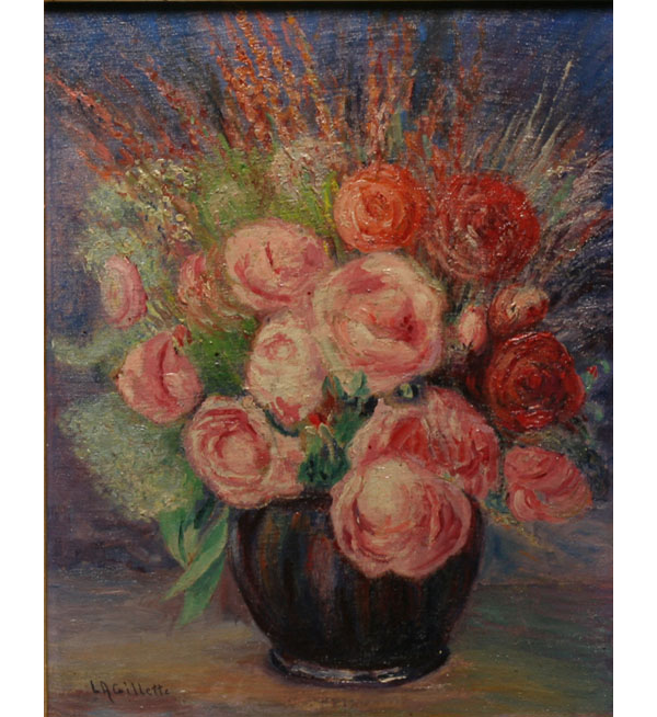 Appraisal: Lester Gillette American - impressionist floral still life oil on