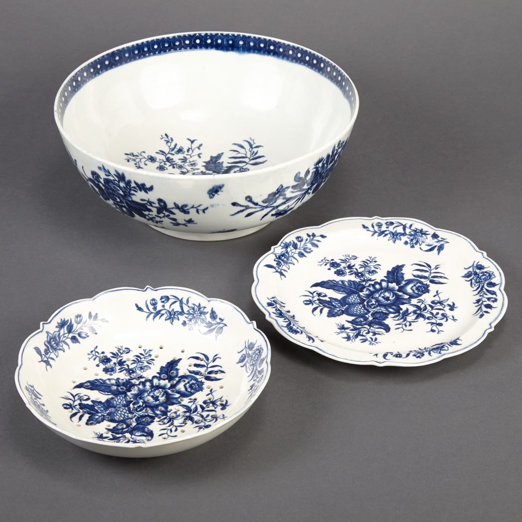 Appraisal: Dr Wall Worcester Blue and White Porcelain Punch Bowl Circa