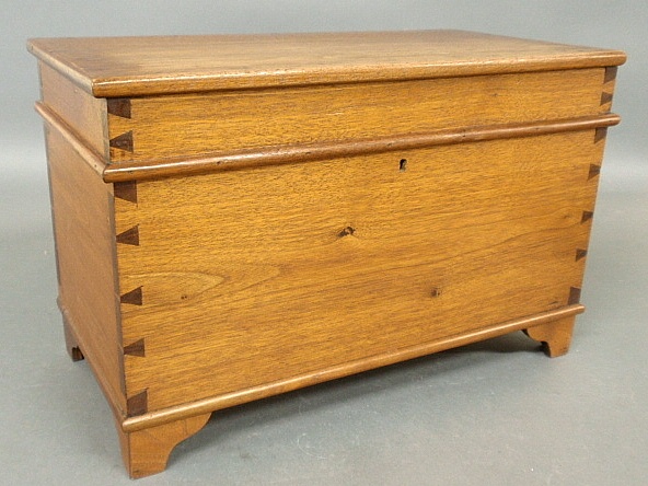 Appraisal: - Pennsylvania walnut valuables box c with dovetailed construction h