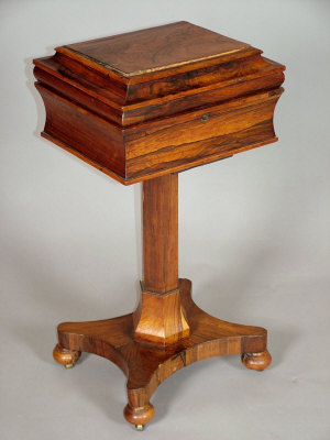 Appraisal: A William IV rosewood pedestal teapoy with reverse cavetto and