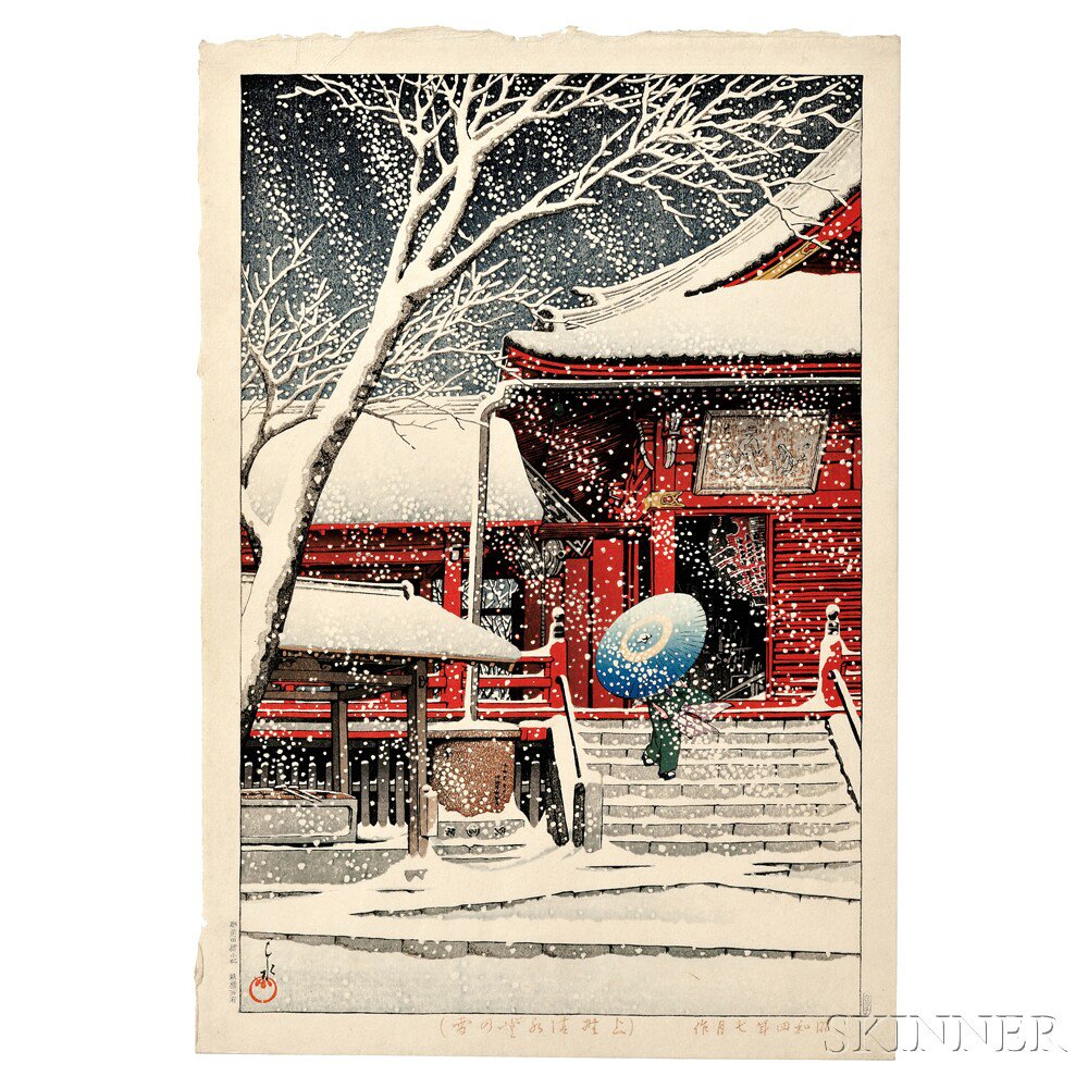 Appraisal: Kawase Hasui - Snow at Kiyomizu Temple Ueno Japan July