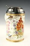 Appraisal: TANKARD - Circa Meissen Hausmaler gilt silver mounted tankard polychrome