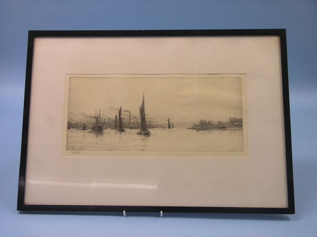 Appraisal: William Lionel Wyllie - artist's proof etching harbour view with