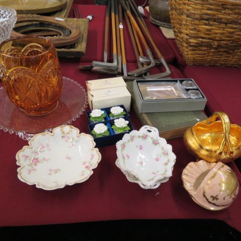 Appraisal: Estate Misc Lot candlewick tray Aynsley salt and pepper gold