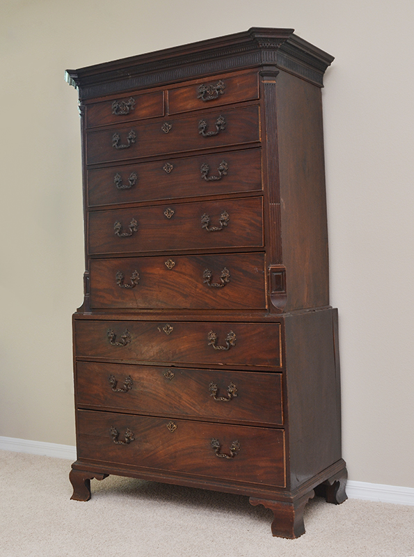 Appraisal: CHIPPENDALE MAHOGANY DRAWER CHEST ON CHEST Late th to early