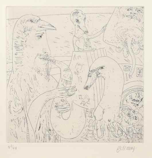 Appraisal: John Bellany b Serendipity etching signed in pencil numbered on