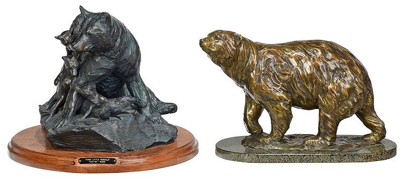 Appraisal: Forest Hart Maine th st century Two Bear Bronzes Ursus