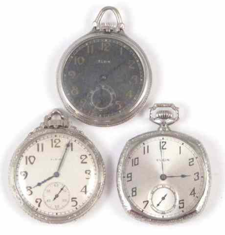 Appraisal: THREE AMERICAN ELGIN OPENFACE POCKET WATCHES model size jewels c