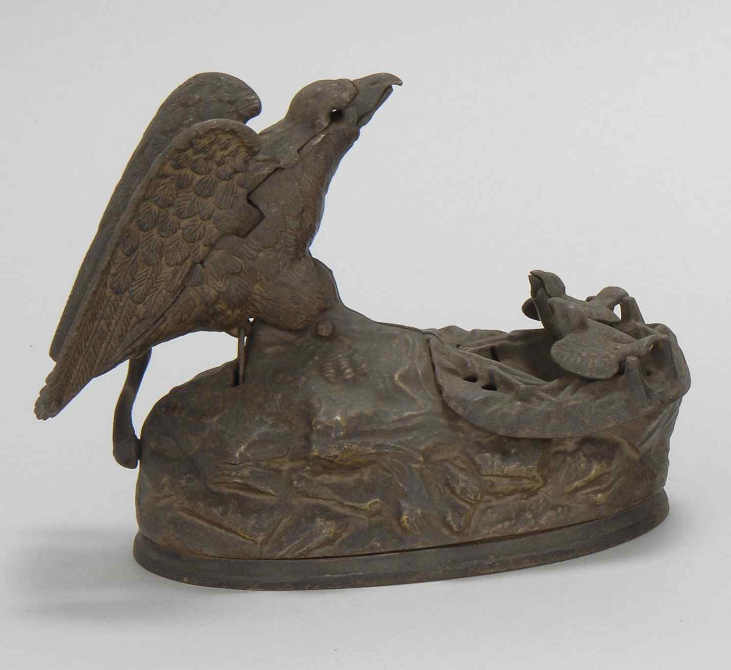 Appraisal: CAST IRON MECHANICAL BANK EAGLE AND EAGLETS''Late th Early th