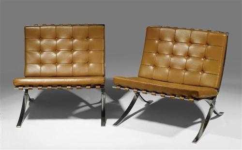 Appraisal: LUDWIG MIES VAN DER ROHE - PAIRE DE CHAISES BARCELONA