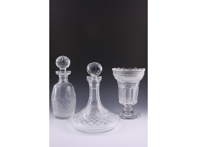 Appraisal: Waterford Irish Crystal Vase Two Decanters the first a footed