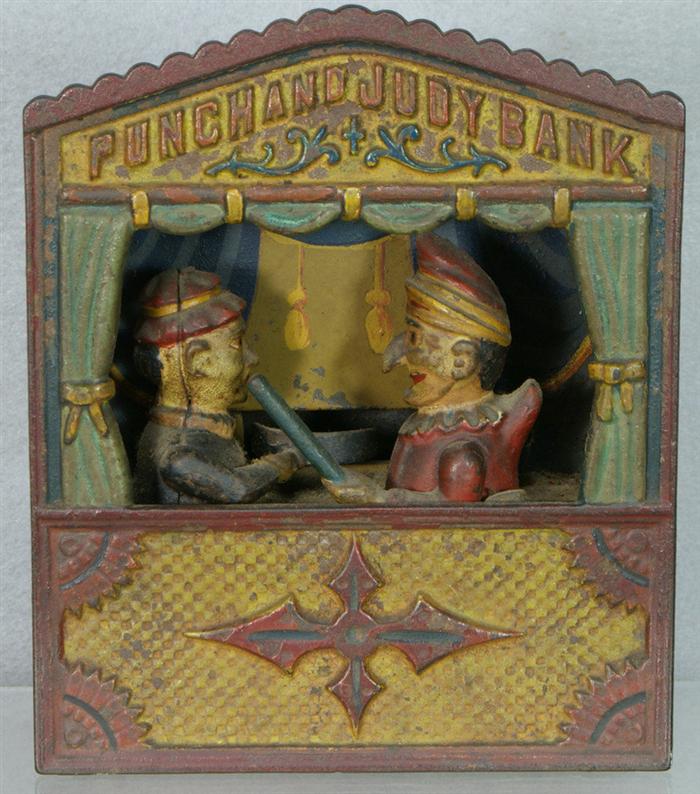 Appraisal: Punch and Judy cast iron mechanical bank some chips and