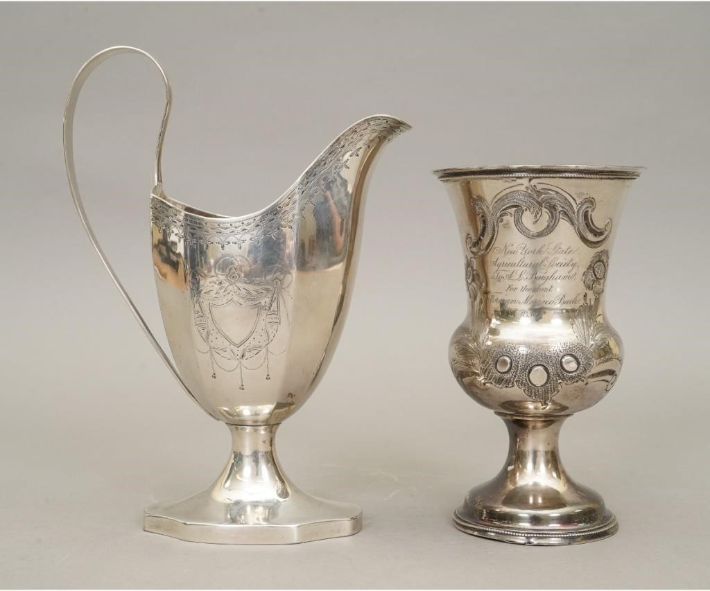 Appraisal: Coin silver creamer by Joel Sayre NY NY circa h