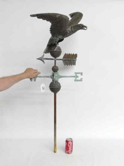 Appraisal: Eagle on ball weathervane with directionals As found '' Ht