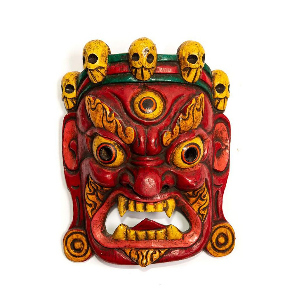 Appraisal: BALINESE ALLEGORICAL RAKSHASA BHOMA TRIBAL WALL MASK Hand made decorated