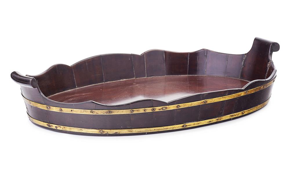 Appraisal: GEORGE III MAHOGANY BUTLER'S TRAY TH CENTURY of staved oval