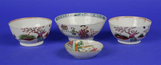 Appraisal: THREE CHINESE EXPORT BOWLS AND SMALL CHINESE EXPORT FAMILLE ROSE