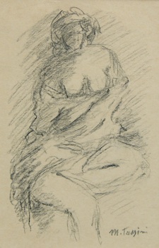 Appraisal: Marcello Tassini Italy - Nudo Charcoal on paper signed in