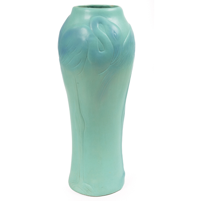 Appraisal: Van Briggle vase tall form with flamingo design in a