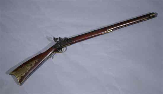 Appraisal: BRASS-MOUNTED ANTIQUE RIFLE Statements of condition are provided as a