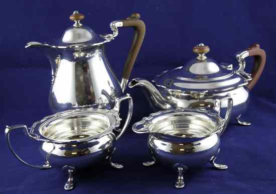 Appraisal: A 's silver four piece tea set of plain circular