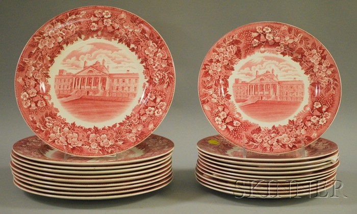 Appraisal: Set of Twenty-one Wedgwood Red and White College Transfer-decorated Ceramic